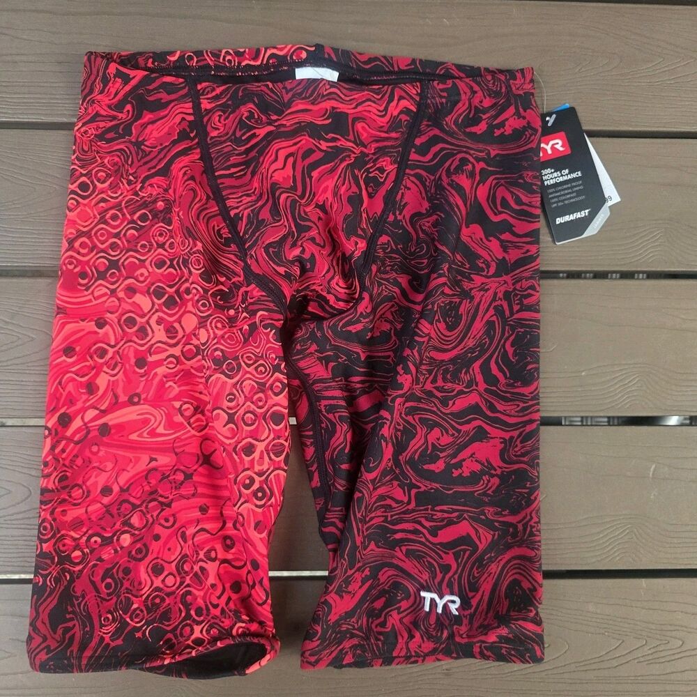 TYR Durafast Elite Red Chroma All Over Swim Jammer SZ 30 New